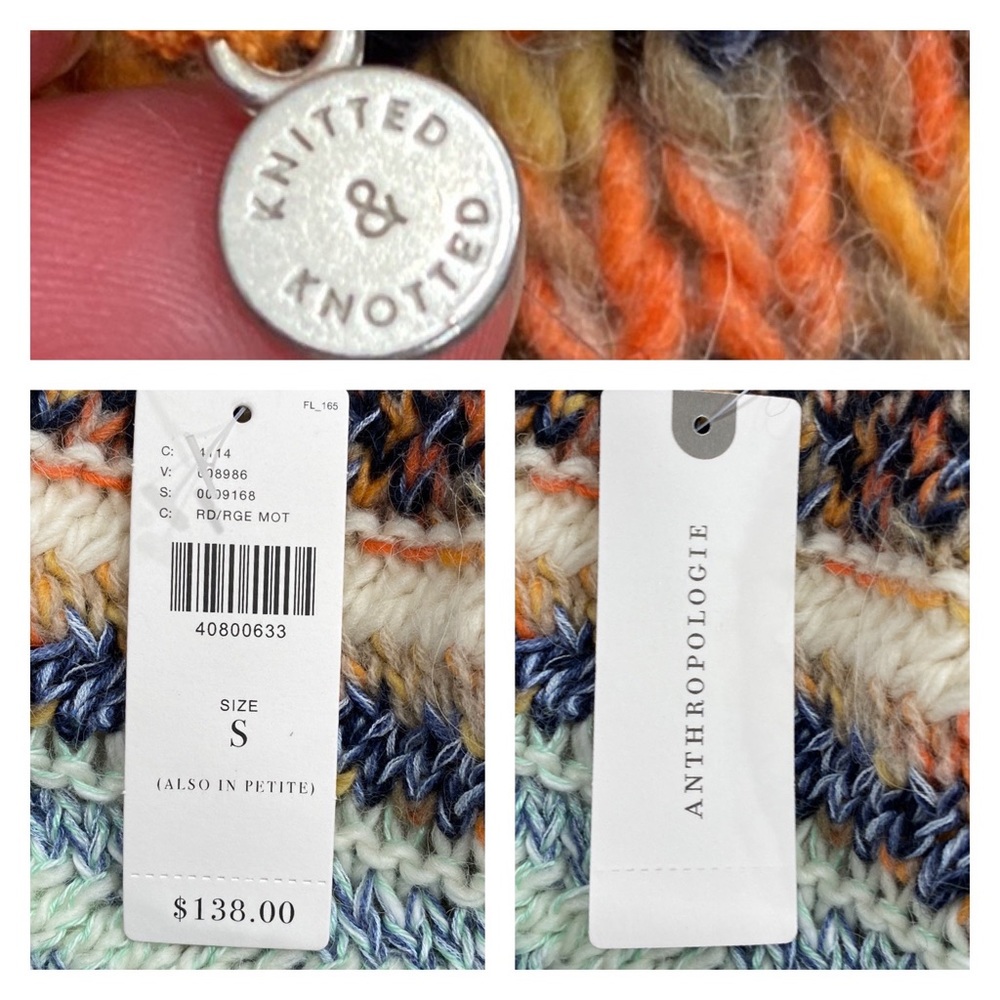 ANTHROPOLOGIE KNITTED & KNOTTED Michela Cardigan Red Motif NWT Size Small - Picture 11 of 13